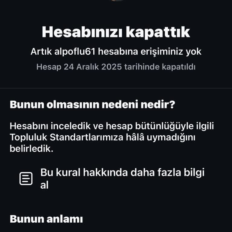 Instagram Hesabım Açıklama Ve İtiraz Sonrası Kapatıldı