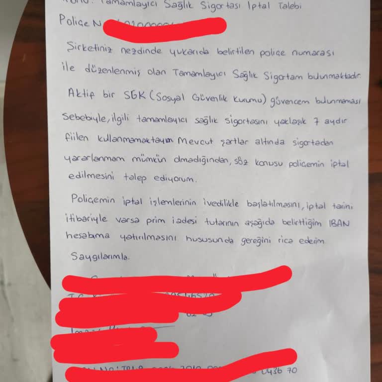 Oğlumun Kullanılmayan Sigorta Payının İadesi İçin Hızlı Çözüm Talep Ediyorum