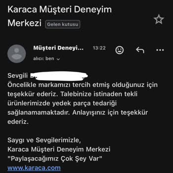 Kırılan Termos Kapağı İçin Yedek Parça Talebi Reddedildi