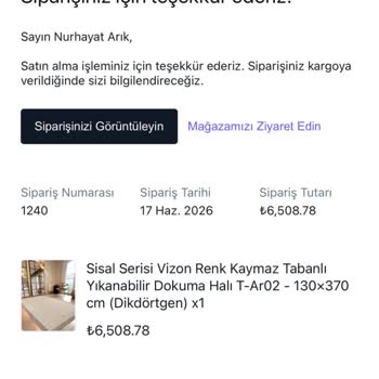 Stokta Var Söylenen 130 Cm Halı Yolluk İptal Edilmeyip 120 Cm Olarak Gönderildi