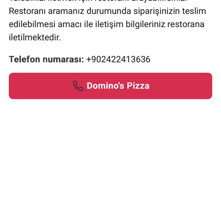 Domino’s Pizza Çarşı Muratpaşa Şubesinde Sipariş Verememe Ve İletişim Sorunu