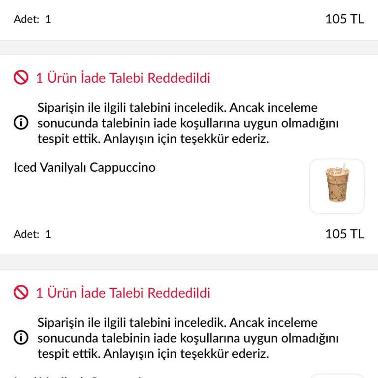 Uber Eats Üzerinden Burger King Siparişimin 105 TL İadesi Yapılmadı