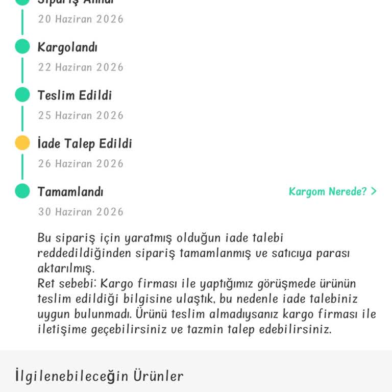 Dolap Teslim Edilmediği Görünen Siparişin Ücreti Hemen İade Edilsin