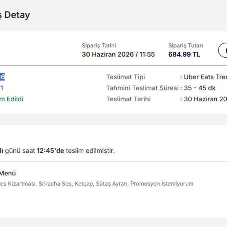 Uber Eats Teslim Edilmemiş Sipariş Ve İade Reddi Şikayeti