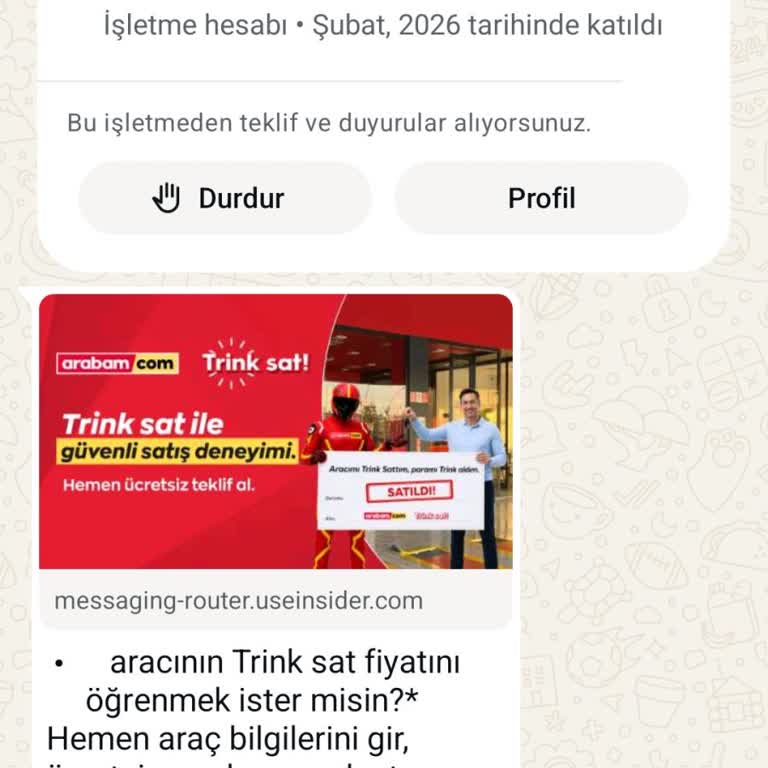 Arabam.com’dan Yetkisiz WhatsApp Mesajı Ve Kişisel Bilgi Talebi