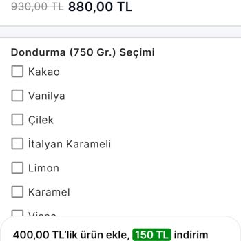 Migros Yemek Külahsız Dondurma Siparişi İçin Tam İade Talebi