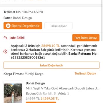Tek İade Kodu İle İki Kolinin Birinin Yok Sayılması Ve 14.249,05 TL İade Reddi