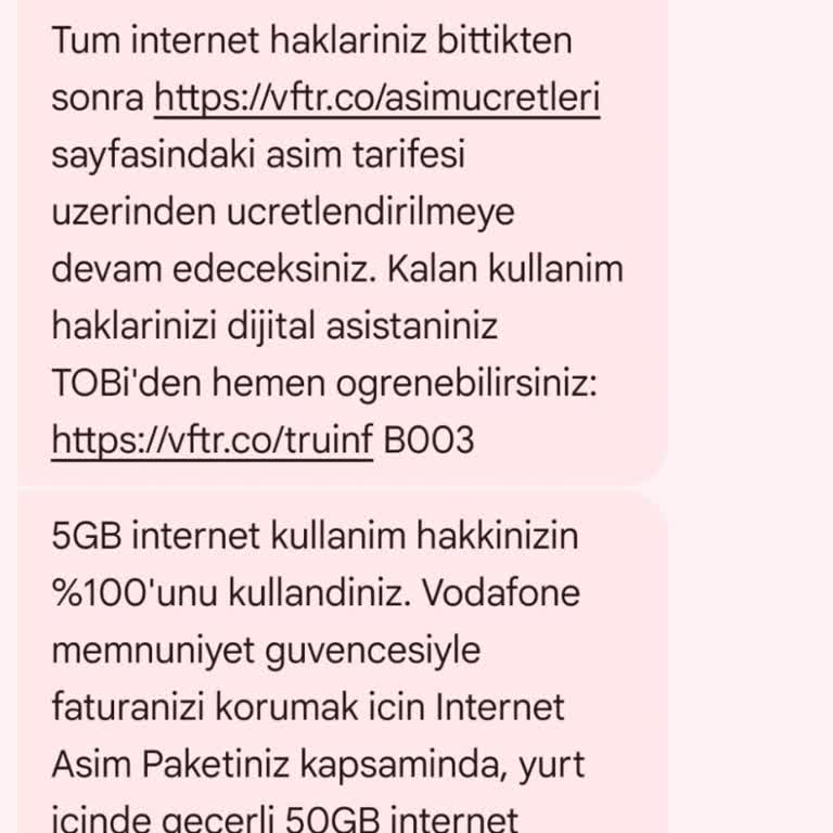 Vodafone Çocuğuma Haksız 4000 TL Aşım Ücreti Ve Tek SMS