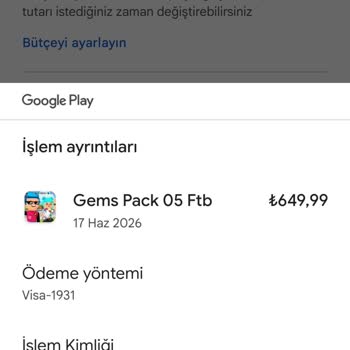 Çocuğumun Google Play Üzerinden Yapılan Yetkisiz 5000 TL’lik Alışverişi İadesi Talebi