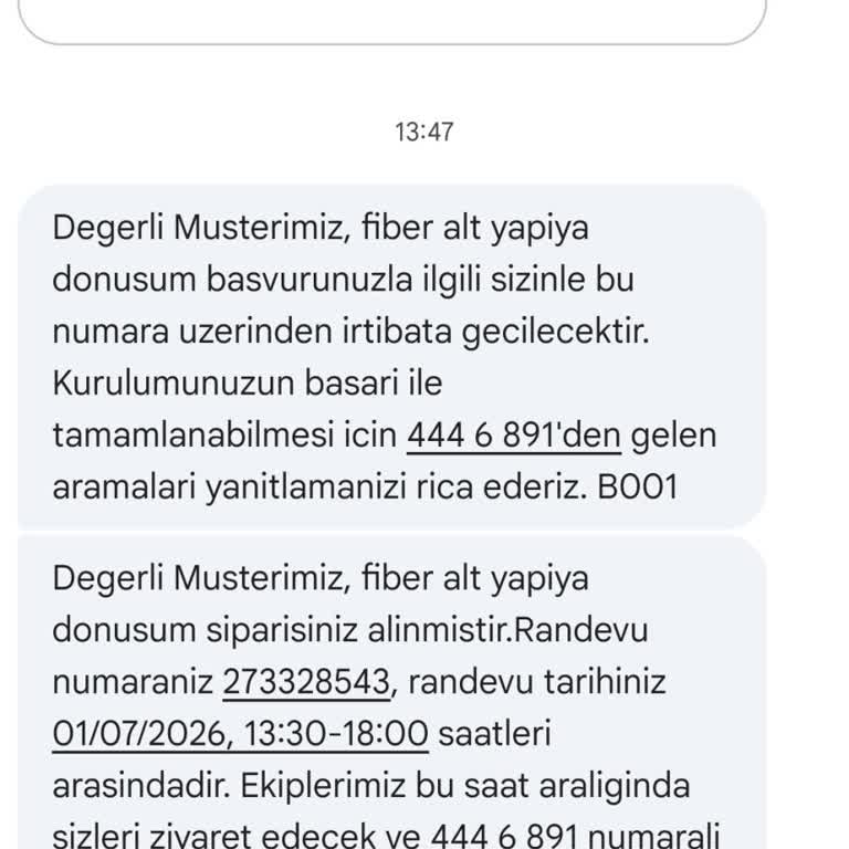 İzinsiz Fiber Başvurusu Ve Avantaj Kampanyamın Devamı Talebi