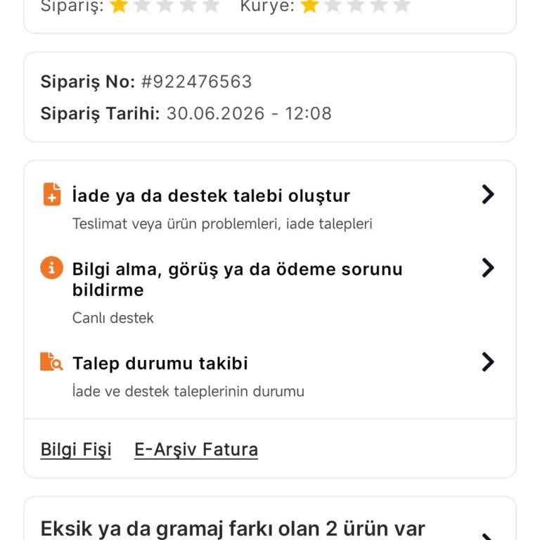 Eksik Teslimat Nedeniyle Kampanya Hakları Kullanılamadı Ve Prokart İadesi İstiyorum
