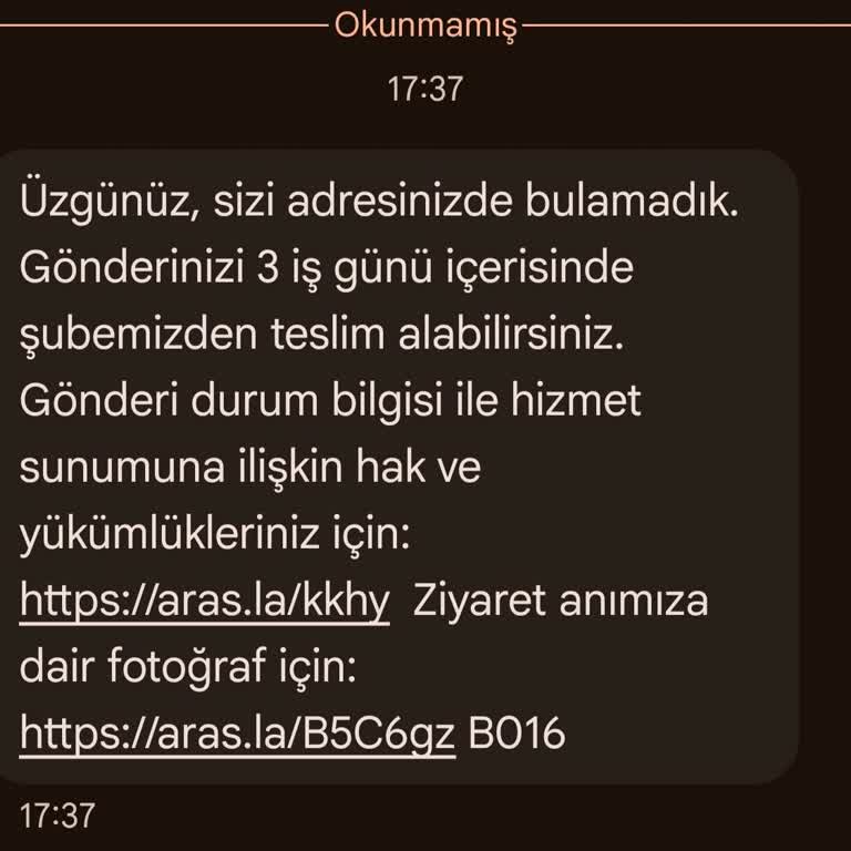 Aras Kargo'nun Gerçekleşmeyen Adresinizde Bulunamadı Kayıtları Müşteriyi Hayal Kırıklığına Uğrattı