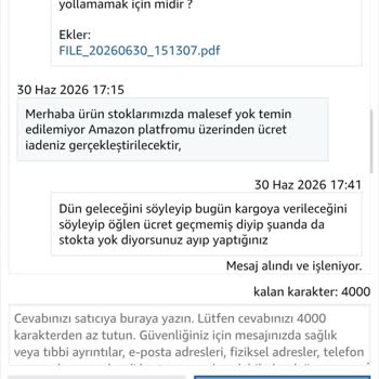 Kredi Kartı Çekildi, Ürün Gönderilmedi Ve Stok Bahanesi