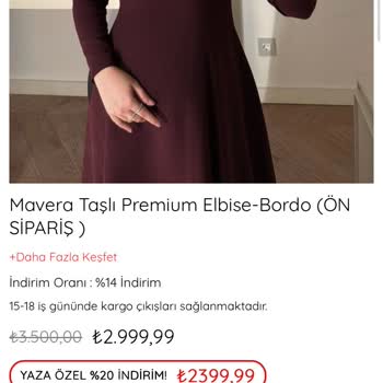 Vakronline.com'da Mavera Premium Taşlı Elbise Siparişinin Kargo Gecikmesi Ve İptal Talebi