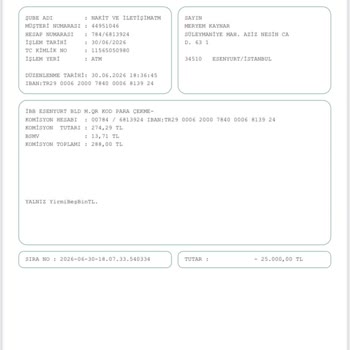 ATM'den Para Çekildiği Halde Verilmedi Ve 25.000 TL İle 300 TL Ücretin İadesi Talebi