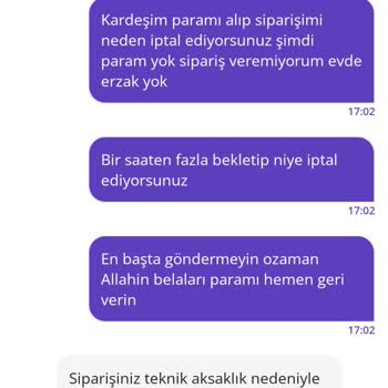 Getir Sipariş İptali Sonrası İade Edilmeyen 2.959,66 TL Ödeme