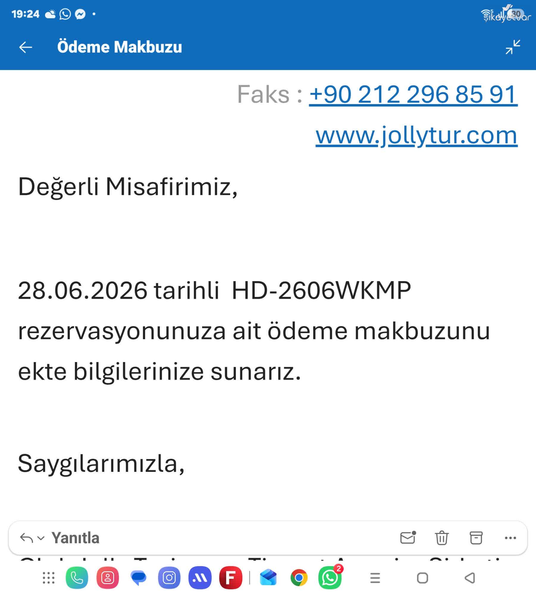 ユウヤ　在庫確認 Jolly Tur'un Az Personel Nedeniyle Kötü Otel Hizmeti Ve Cevapsız