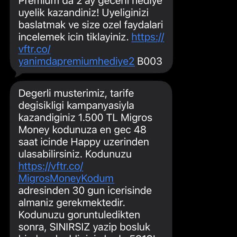 1500 TL Migros Hediye Çeki Verilmedi, Vodafone Müşteri Hizmetleri Yetersiz