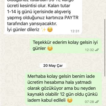 3.600 TL İadenin Söz Verilen Sürede Yapılmaması Ve Hemen Ödenmesi Talebi