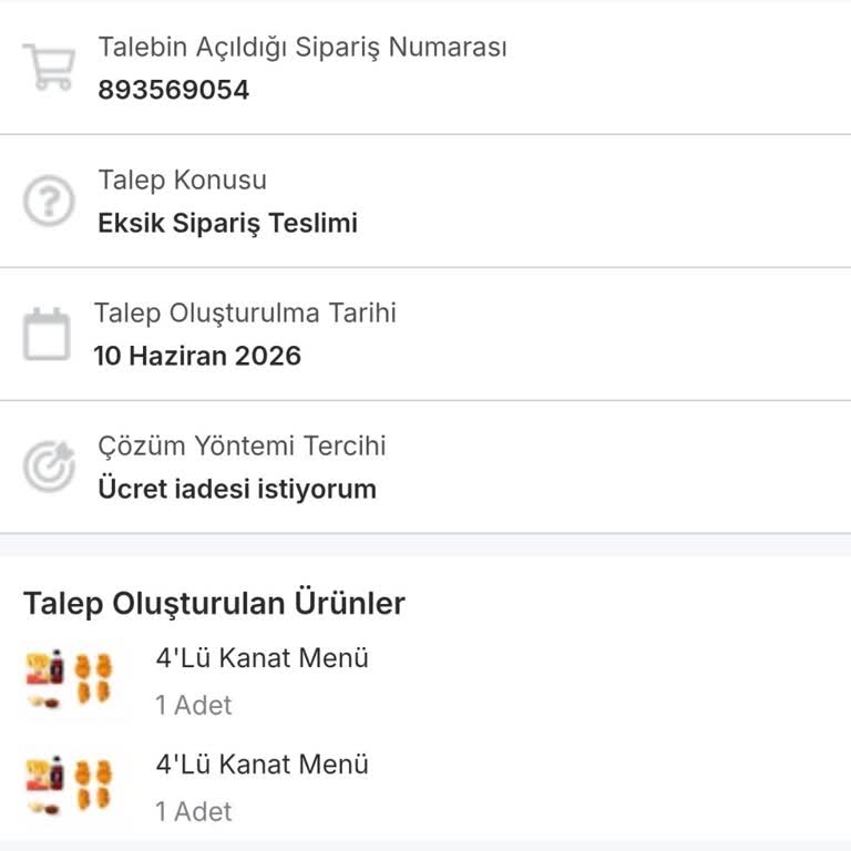 Migros Yemek Uygulamasında Eksik Ürün Ve Cevapsız İade Süreci