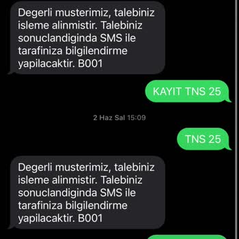 Üçüncü Ayı Verilmeyen TNS 25 Paketi