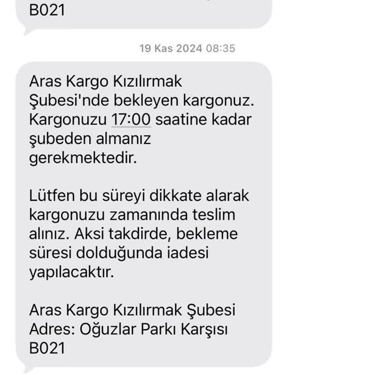 Aras Kargo Kızılırmak Şubesi Teslim Edilmeyen Kargolar Nedeniyle Sürekli Mağduriyet
