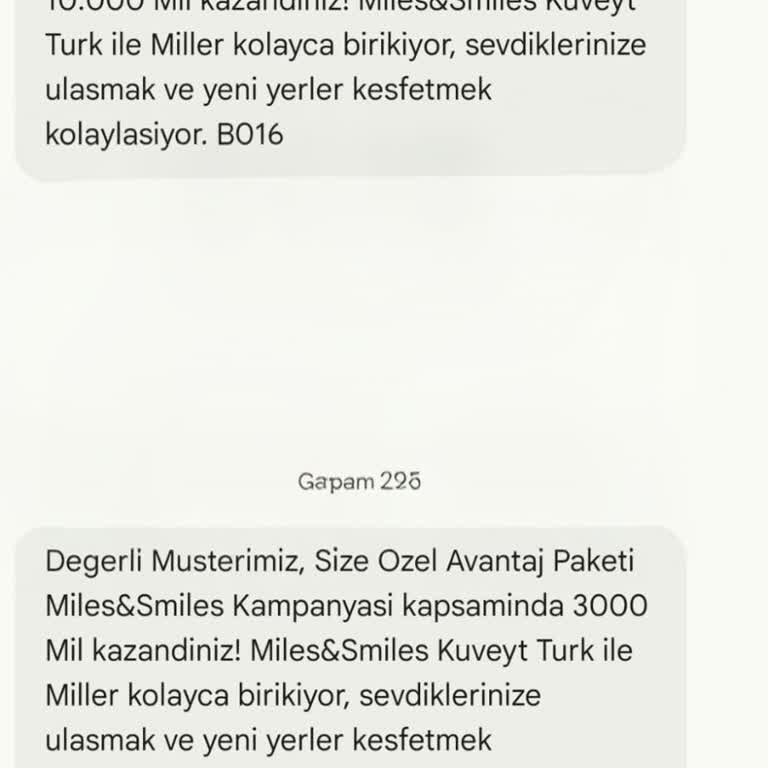 Kuveyt Türk’ten Yanıltıcı SMS Ve Kayıp 12100 Mil