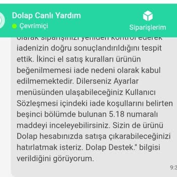 Dolap'ta Yanlış Ürün Gönderimi Ve İade Talebimin Reddedilmesi