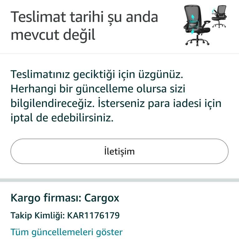 Teslim Edilmemiş Sipariş İçin Acil Çözüm Talebi