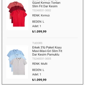 Tudors Gömlek L Yerine XL Gönderdi