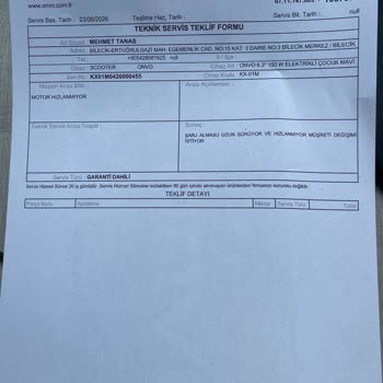 Şarj Süresi Ve Hız Sorunu Nedeniyle Onvo Scooter Değişim Talebi Reddedildi