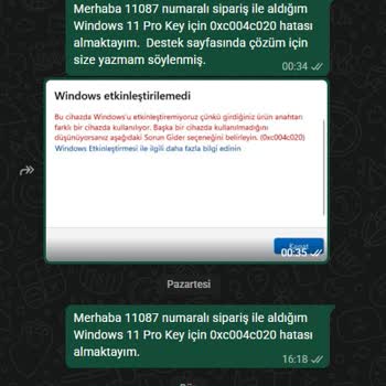 Kullanılmış Windows 11 Pro Anahtarı Satıldı, Etkinleştirilemedi Ve Destek Yok