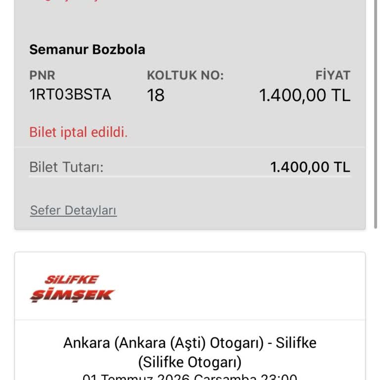 Obilet'ten İptal Edilen 1.400 TL Biletimin Nakit İadesi Gelmedi
