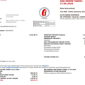Tarifeye Uymayan 905,50 TL Fatura İçin İade Talebi
