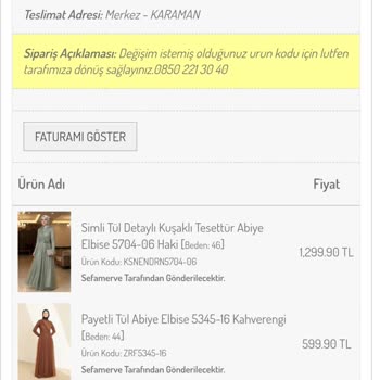 Tesettür Abiyesinin İadesi İçin 1.899,80 TL Geri Ödeme Ve Müşteri Hizmetleri Sorunları