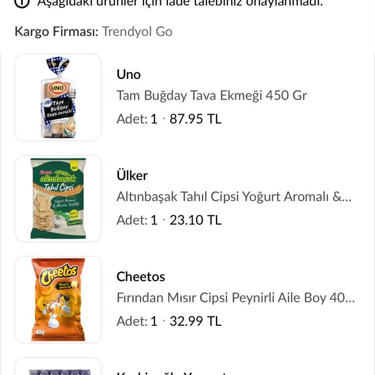 Eksik Ürünlerin Tutarı İade Edilmedi