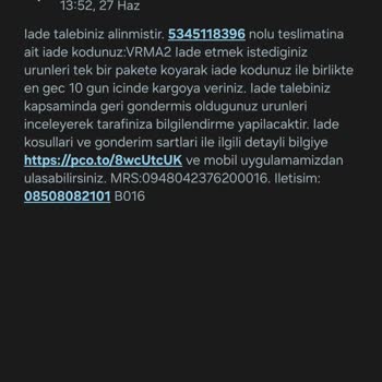 İade Kodu Sağlanmayan Sipariş Mağduriyetine Çözüm İsteniyor