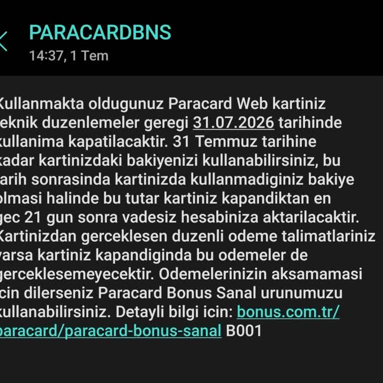 Garanti Bankası Sanal Kartımın Açıklamasız Kapatılmasına İtiraz