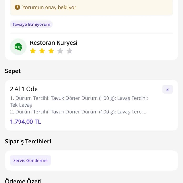 GetirYemek'te 2 Al 1 Öde Kampanyası Uygulanmadı İade Talebi
