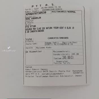 PTT Kargo Dağıtıma Çıkarılmayan Kargo
