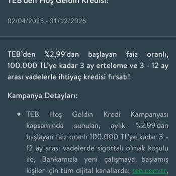 TEB Bankının Yanıltıcı Kredi Kampanyası Ve Müşteri Hizmetlerine Ulaşılamaması