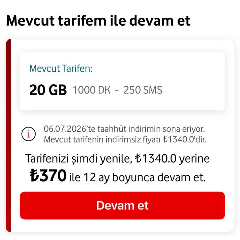 Vodafone’un Fahiş Fiyat Artışı Ve Makul Yenileme Talebi