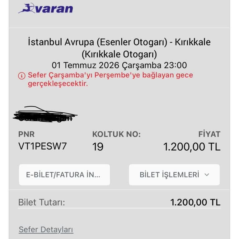 Varan Turizm Otobüs Arızası Ve Güvenlik Riski Şikayetim