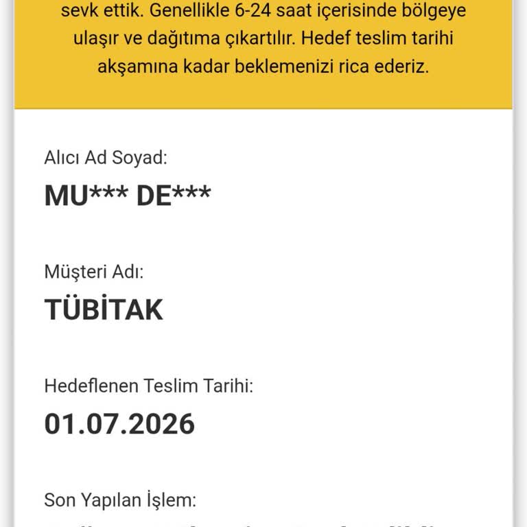TÜBİTAK Elektronik İmza Tesliminde AGT Kurye Gecikmesi Ve İş Süreçlerinde Aksaklık