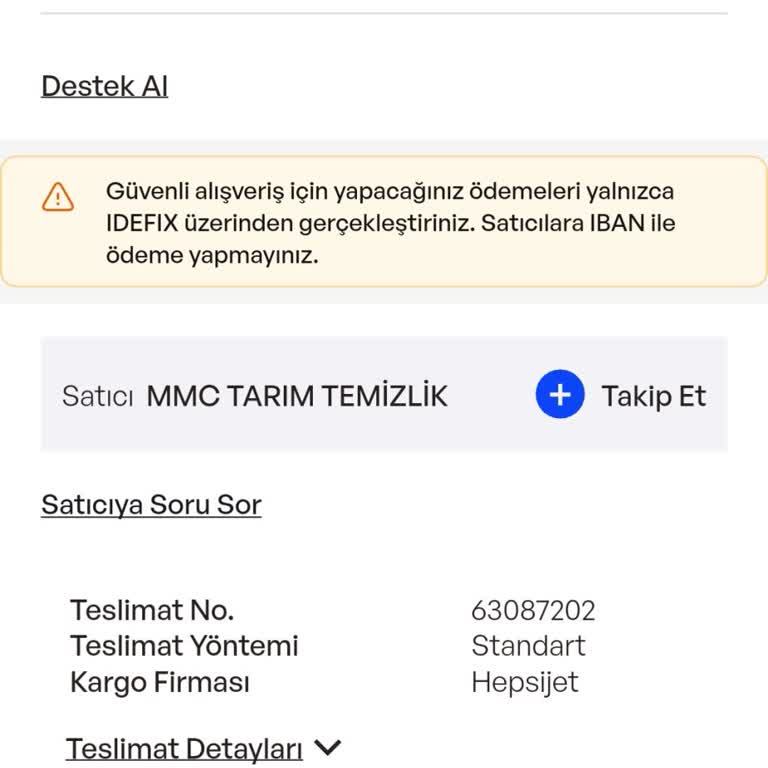 İdefix'te Bahçe İlaçlama Pompasının Gecikmesi Ve Takip Numarası Verilmemesi