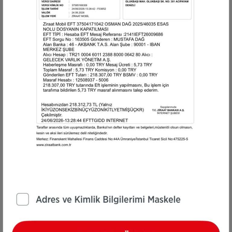 Tahsil Edilen Borç İçin Acil Yazılı Onay Ve Borcu Yoktur Belgesi Talebi