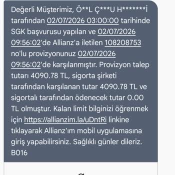 Allianz Sigorta Sürekli Başkası Adına SMS Gönderiyor!