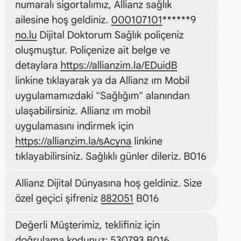 Allianz Sigorta Sürekli Başkası Adına SMS Gönderiyor!