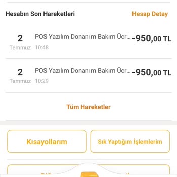 Aynı Gün Tekrarlanan 950 TL Pos Fiziki Bakım Ücreti İadesi Talebi