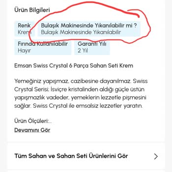 Emsan Mutfak Emsan Bulaşık Makinesinde Kısa Sürede Bozulan Çeyiz Seti İçin Garanti İadesi Talebi
